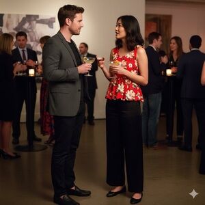 Anthropologie Postmak Floral Red Peplum Top with Back Cut Out